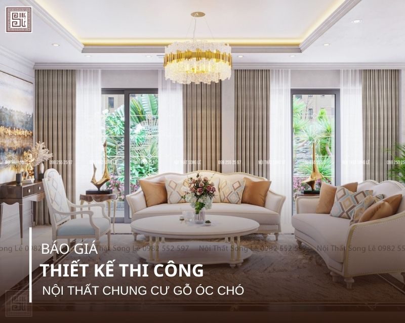 Báo giá chi phí thiết kế thi công nội thất chung cư gỗ óc chó mới nhất 2026