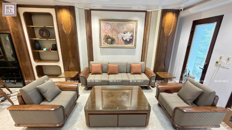 Công trình thi công nội thất phòng khách biệt thự tại Quảng Ninh