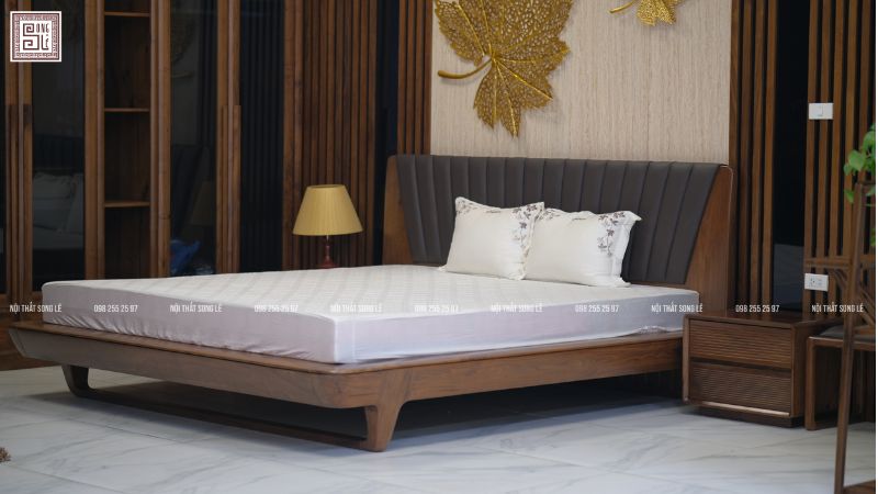 Giường ngủ mặt trời gỗ óc chó