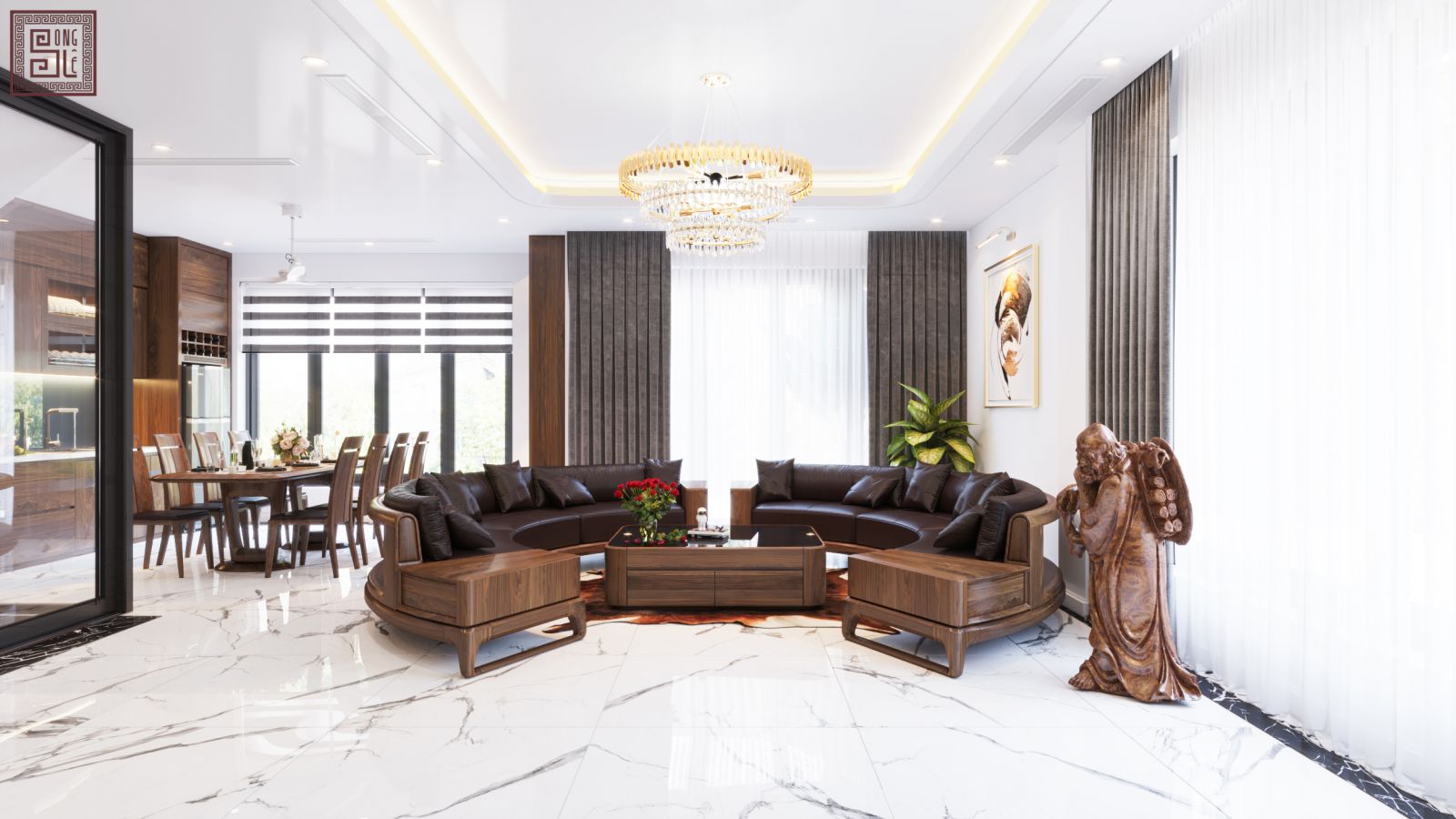 Sofa tròn đẳng cấp cho không gian phòng khách biệt thự