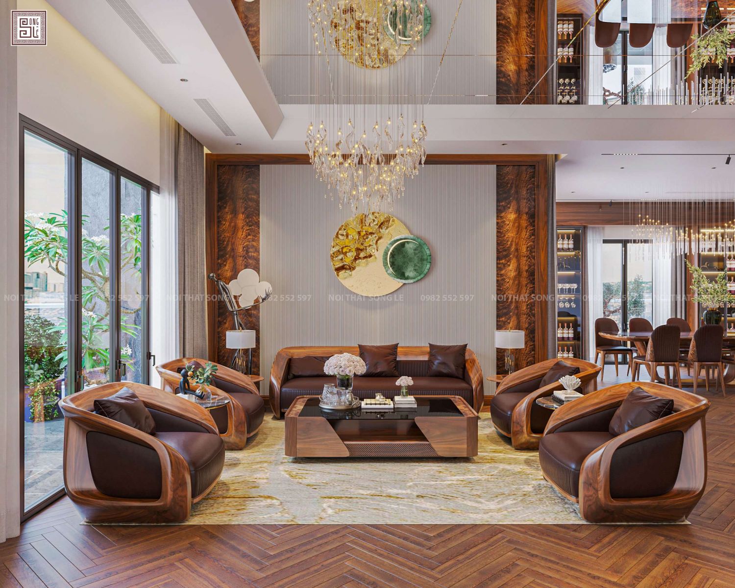 Sofa gỗ óc chó Module đa năng