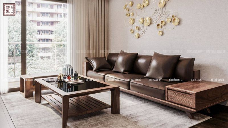 Nội thất gỗ óc chó chữ I được sử dụng nhiều trong các căn hộ chung cư