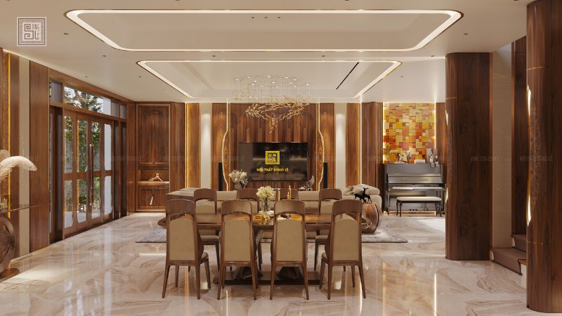 Nội thất phòng bếp liền với phòng khách