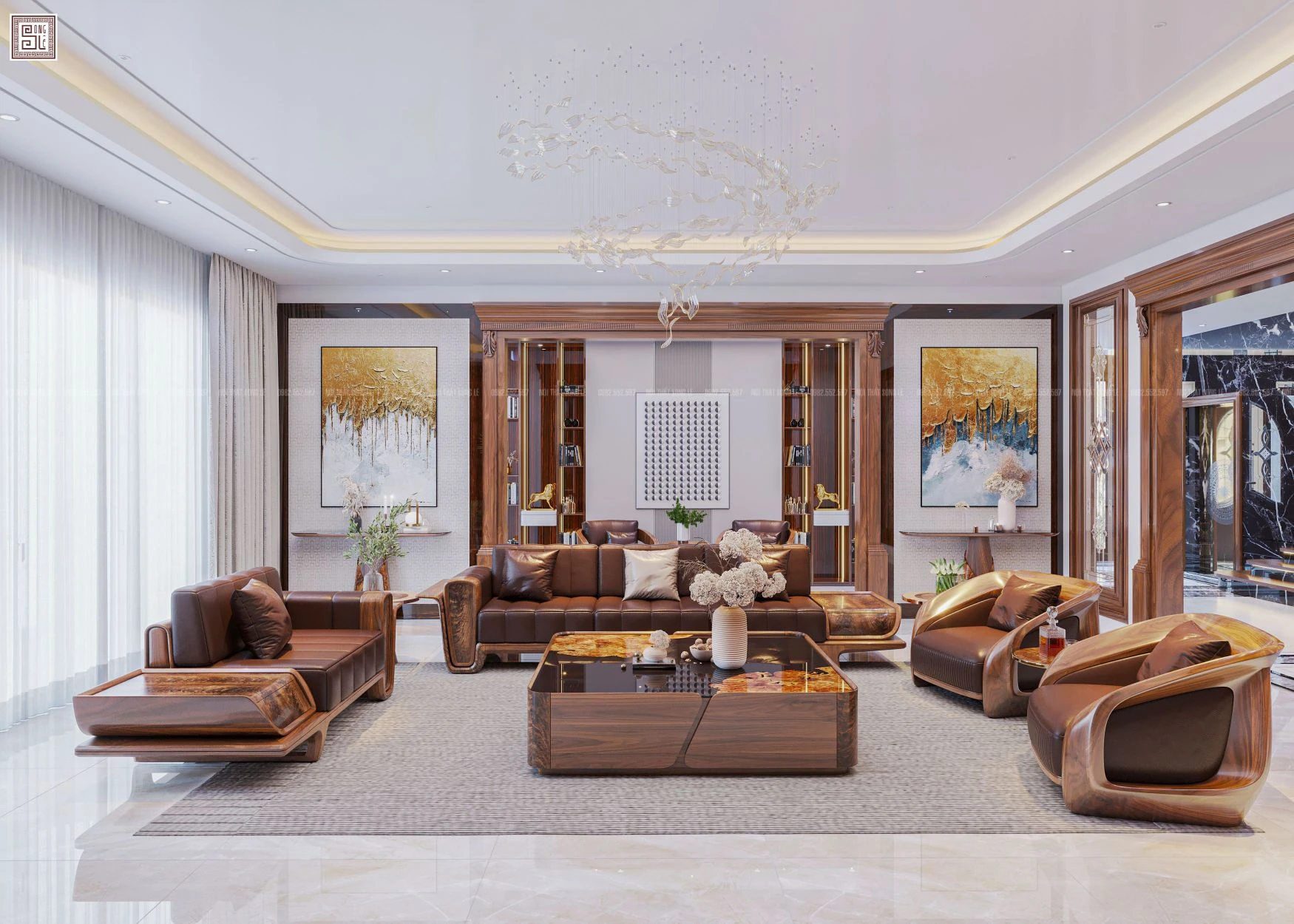 nội thất phòng khách gỗ tự nhiên