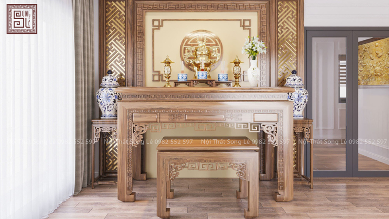 Thiết kế phòng thờ kết hợp phòng khách