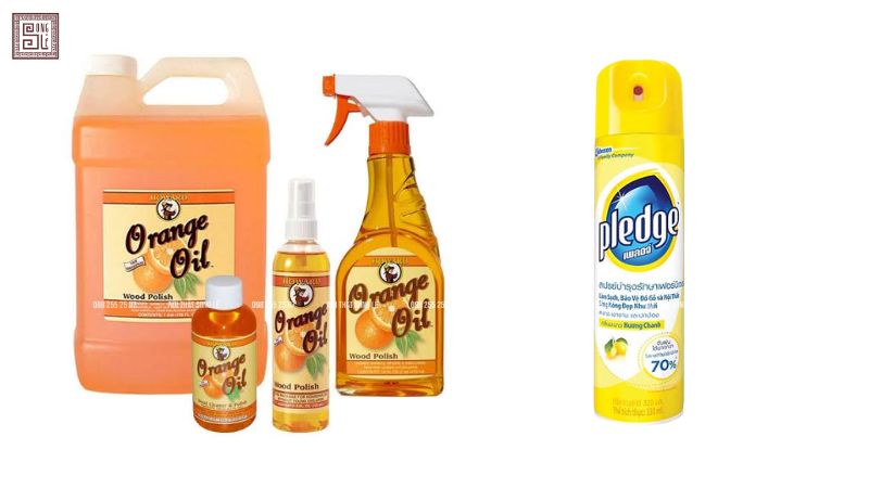 Sử dụng tinh dầu cam hoặc xịt bóng để vệ sinh gỗ óc chó