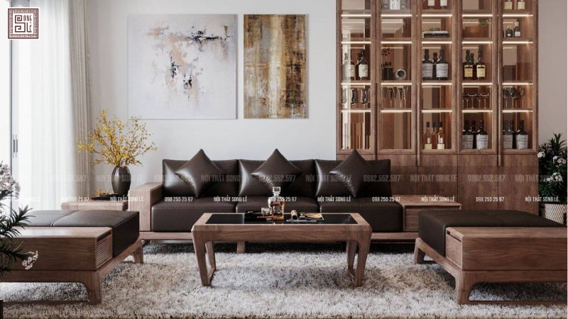 Thiết kế nội thất chung cư 50m2 với gỗ óc chó