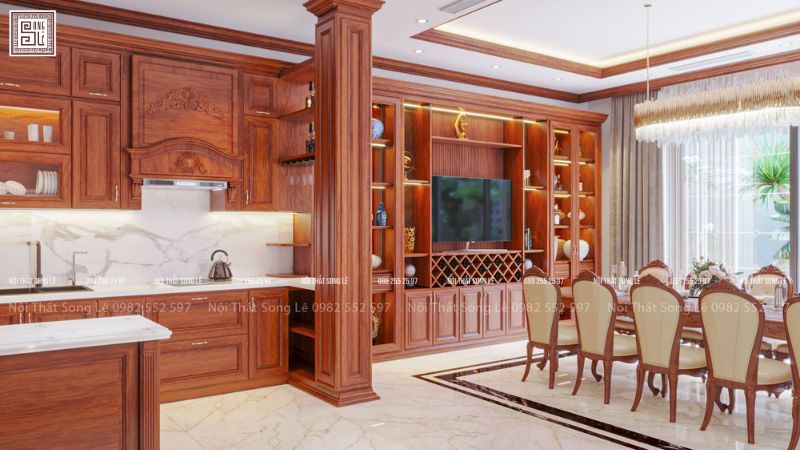Thiết kế nội thất phòng bếp phong cách Tân cổ điển