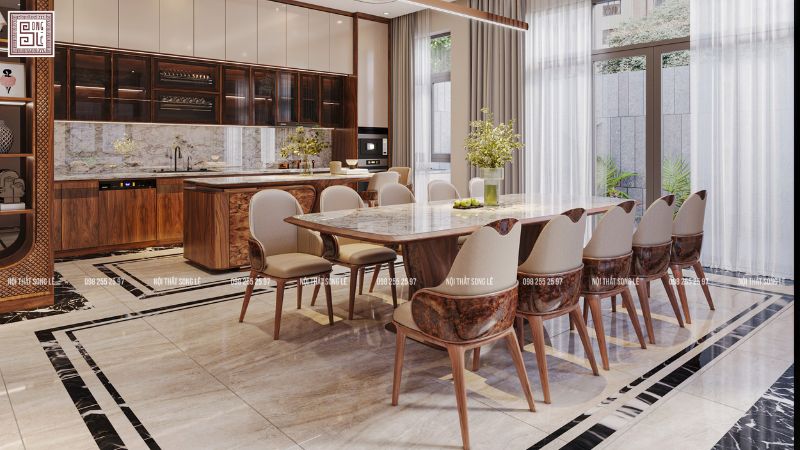 Thiết kế nội thất phòng bếp theo tỉ lệ 60-30-10