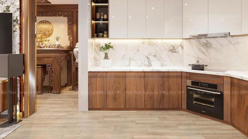 Thiết kế phòng bếp chung cư tối ưu ánh sáng đa tầng