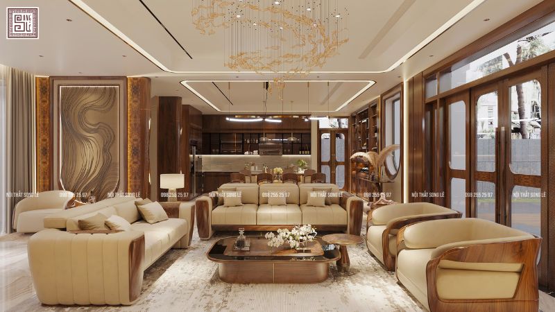 Thiết kế phòng khách biệt thự hiện đại