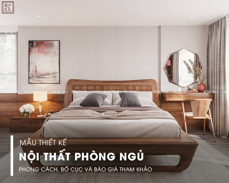 Mẫu thiết kế nội thất phòng ngủ gỗ óc chó đẹp, sang trọng và đẳng cấp