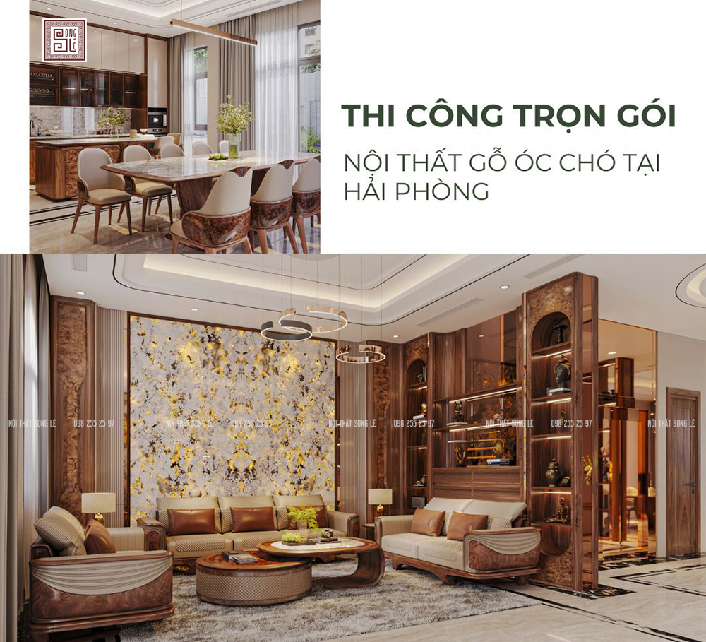 Thi công nội thất gỗ óc chó tại Hải Phòng | Thiết kế thi công nội thất trọn gói từ A - Z