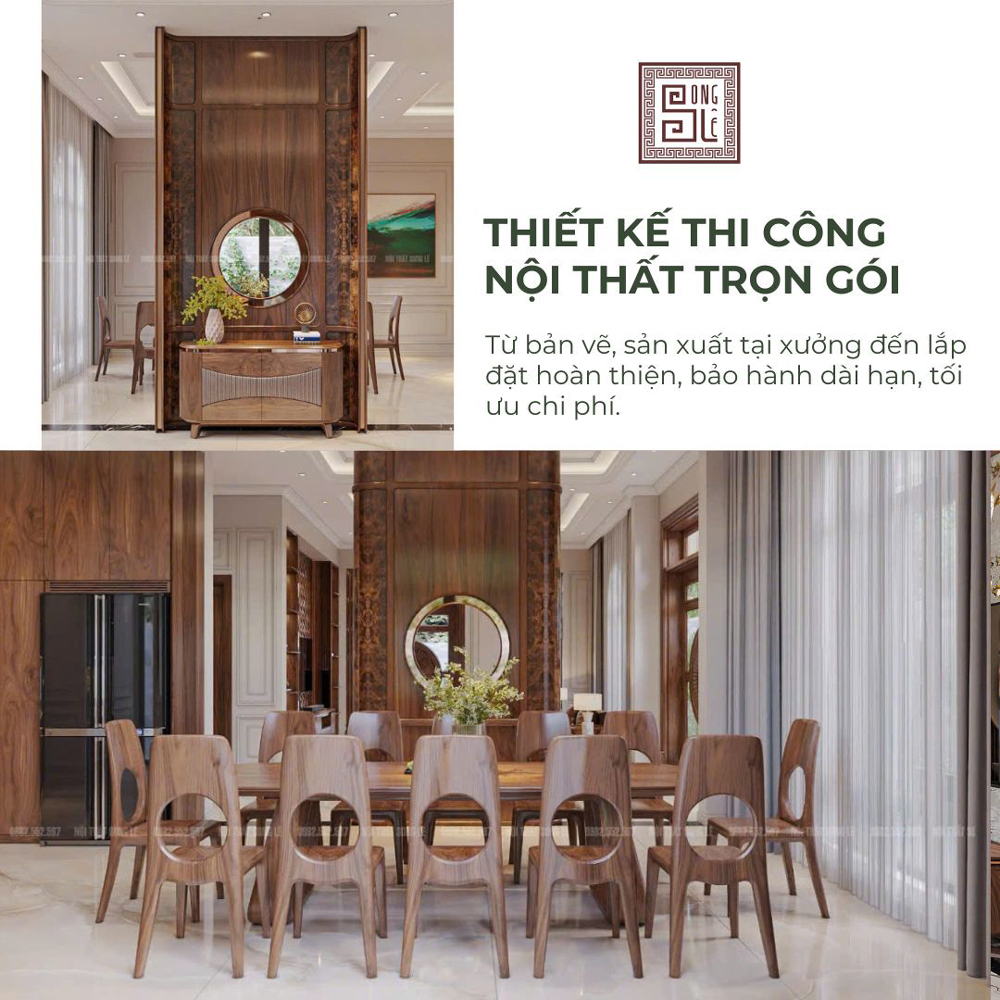 Thiết kế thi công nội thất gỗ óc chó Ninh Bình | Giải pháp trọn gói từ Song Lê