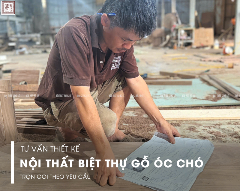 Tư vấn thiết kế nội thất biệt thự gỗ óc chó trọn gói theo yêu cầu